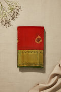 Vermilion Red with Antique Gold Zari Elegance