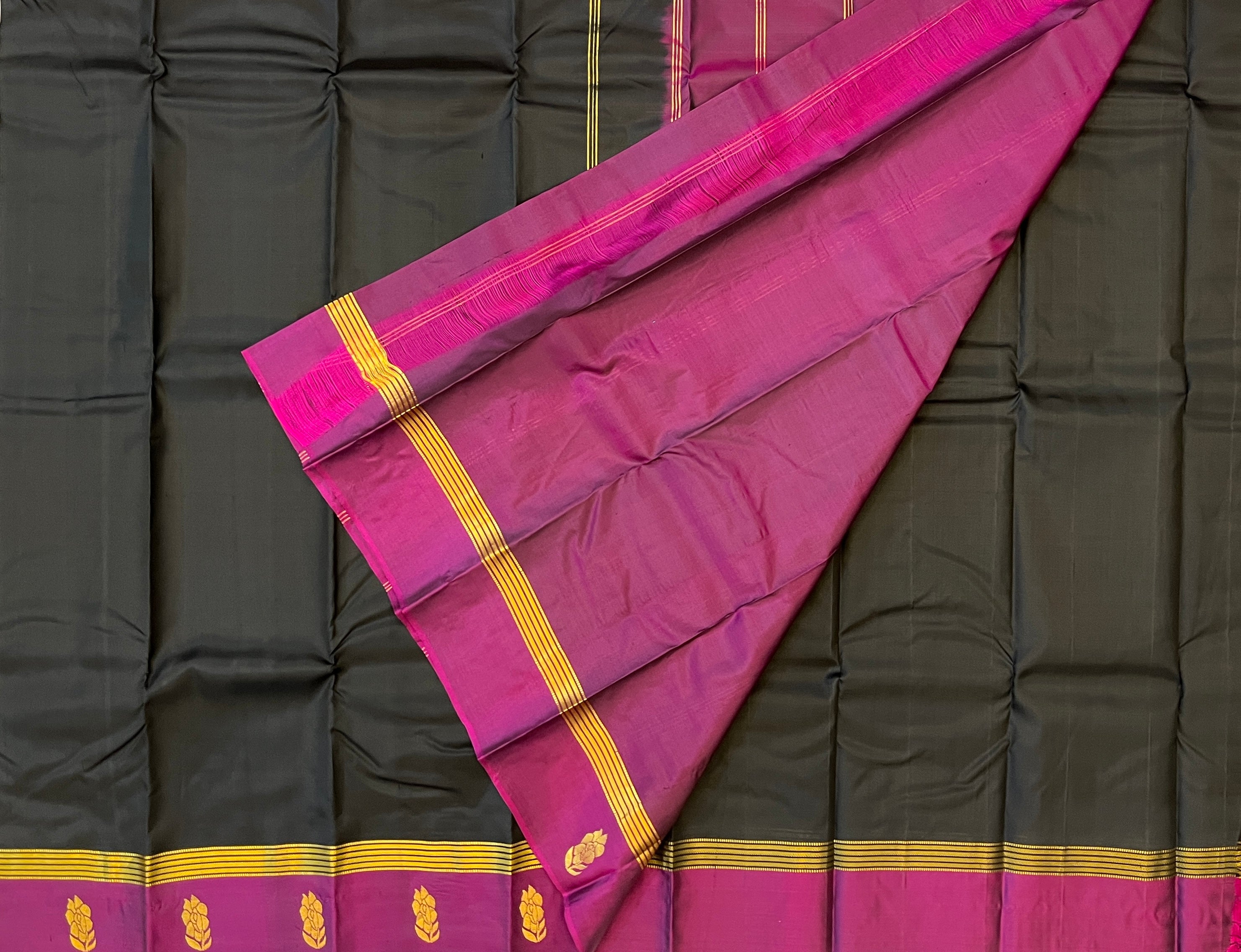 Classic Black with Magenta Purple Contrast Elegance