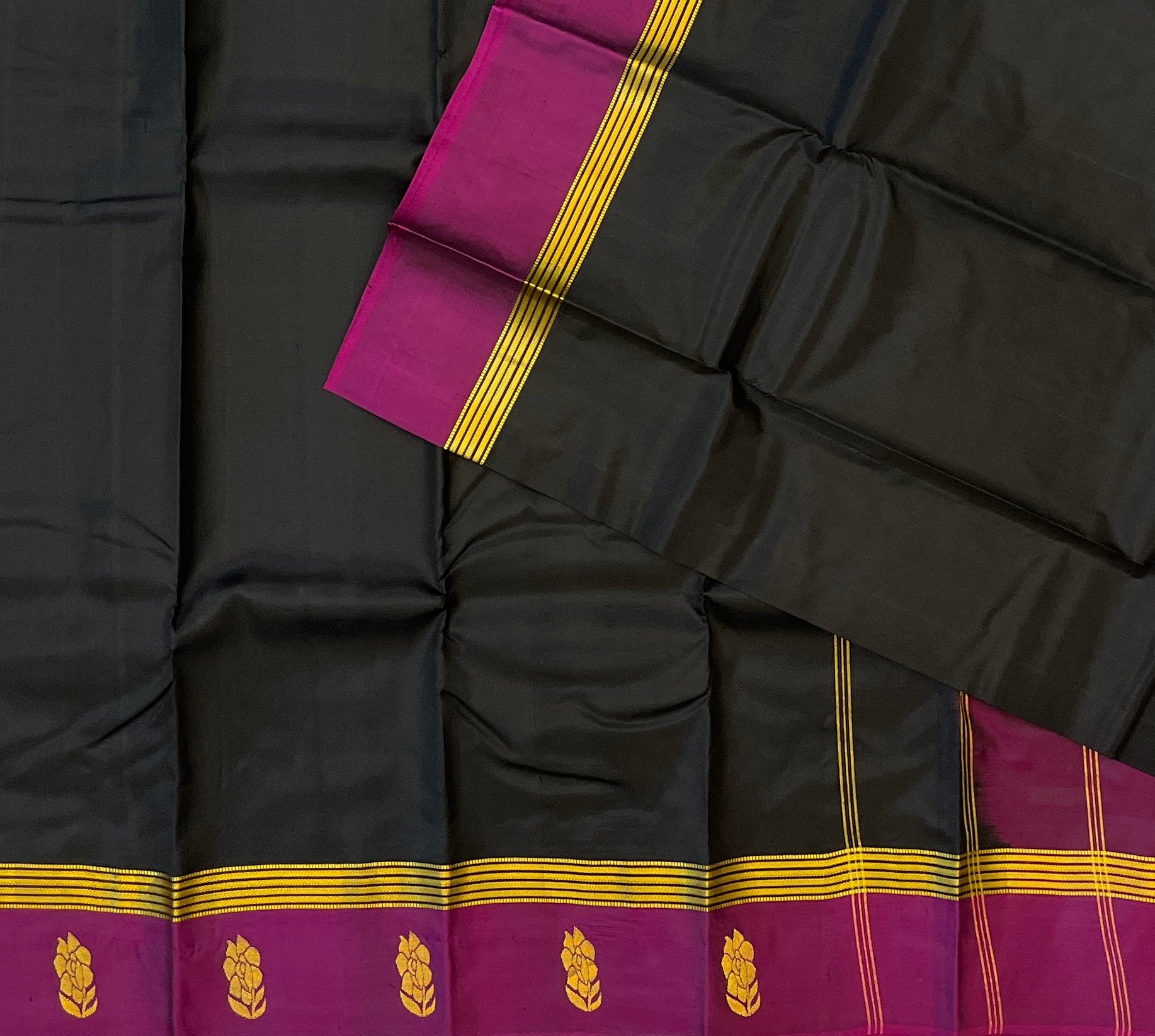 Classic Black with Magenta Purple Contrast Elegance
