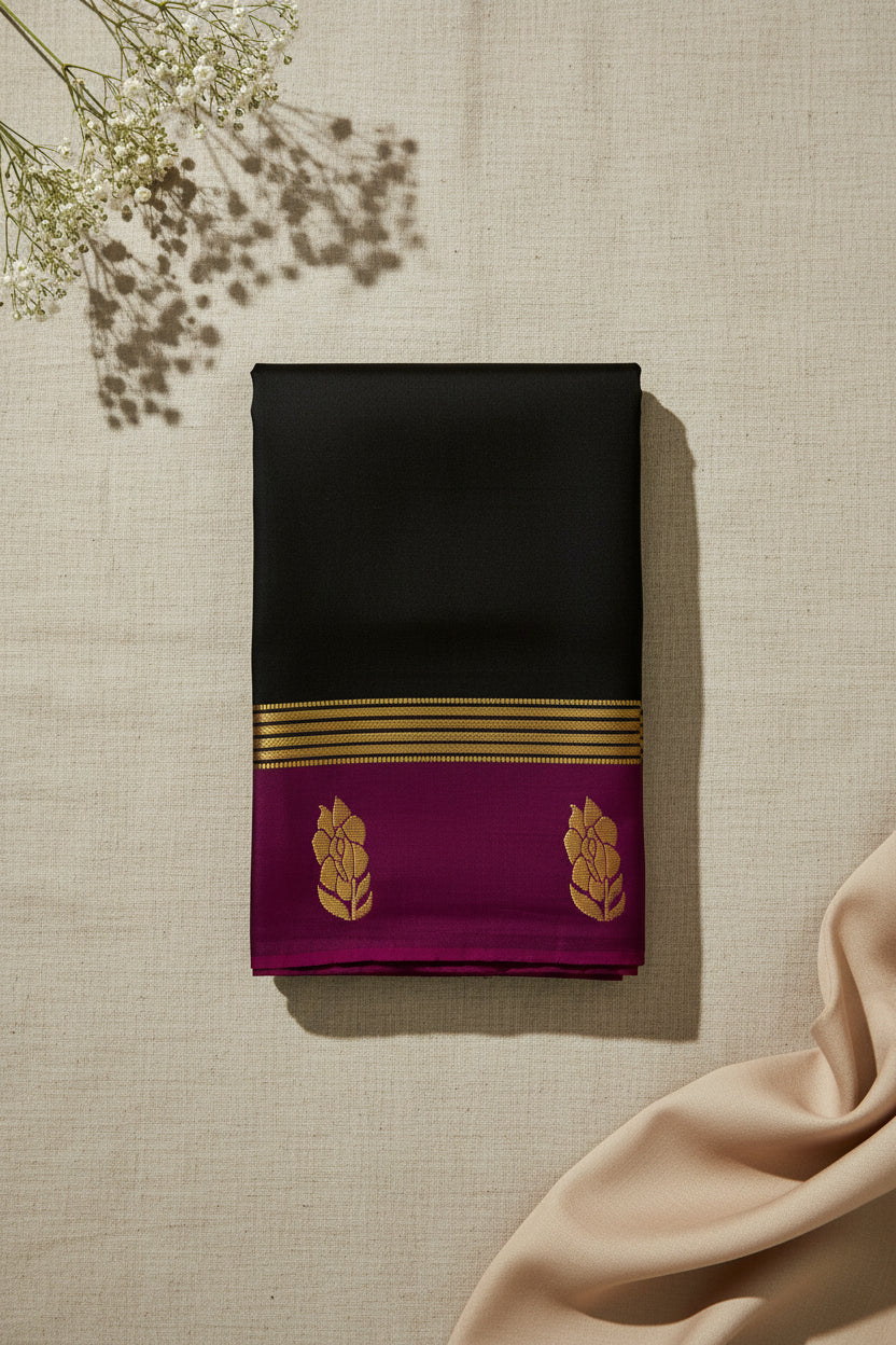 Classic Black with Magenta Purple Contrast Elegance