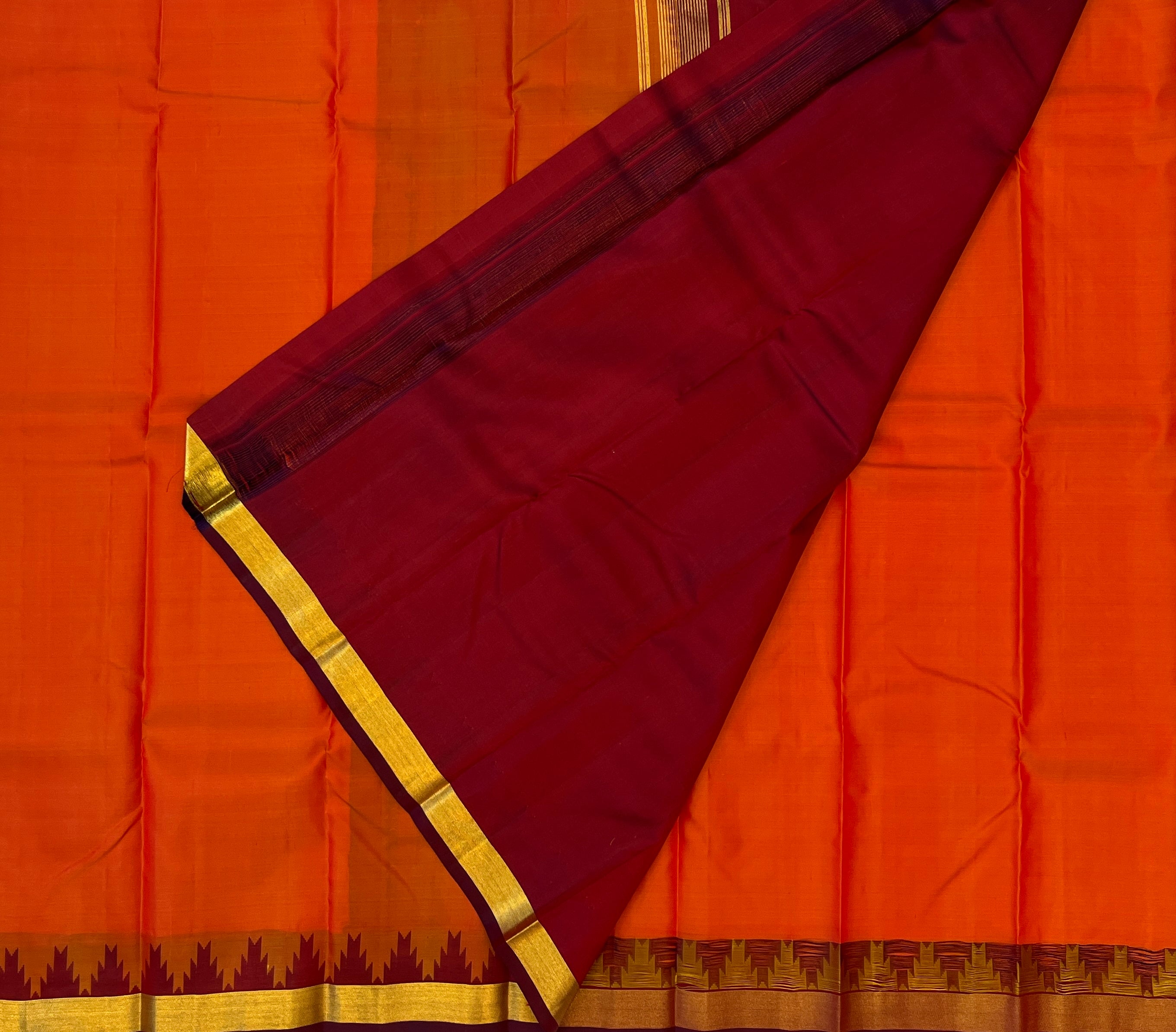 Vibrant Orange with Maroon Elegance
