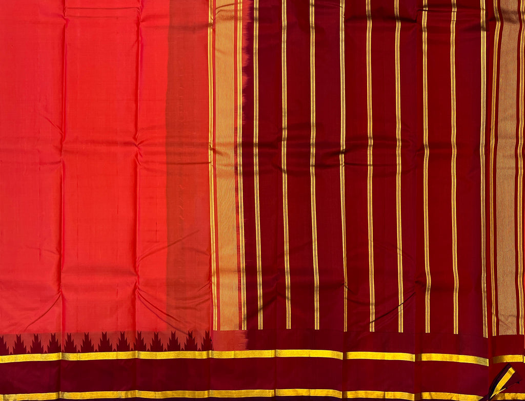 Vermilion Red with Deep Maroon Contrast Elegance