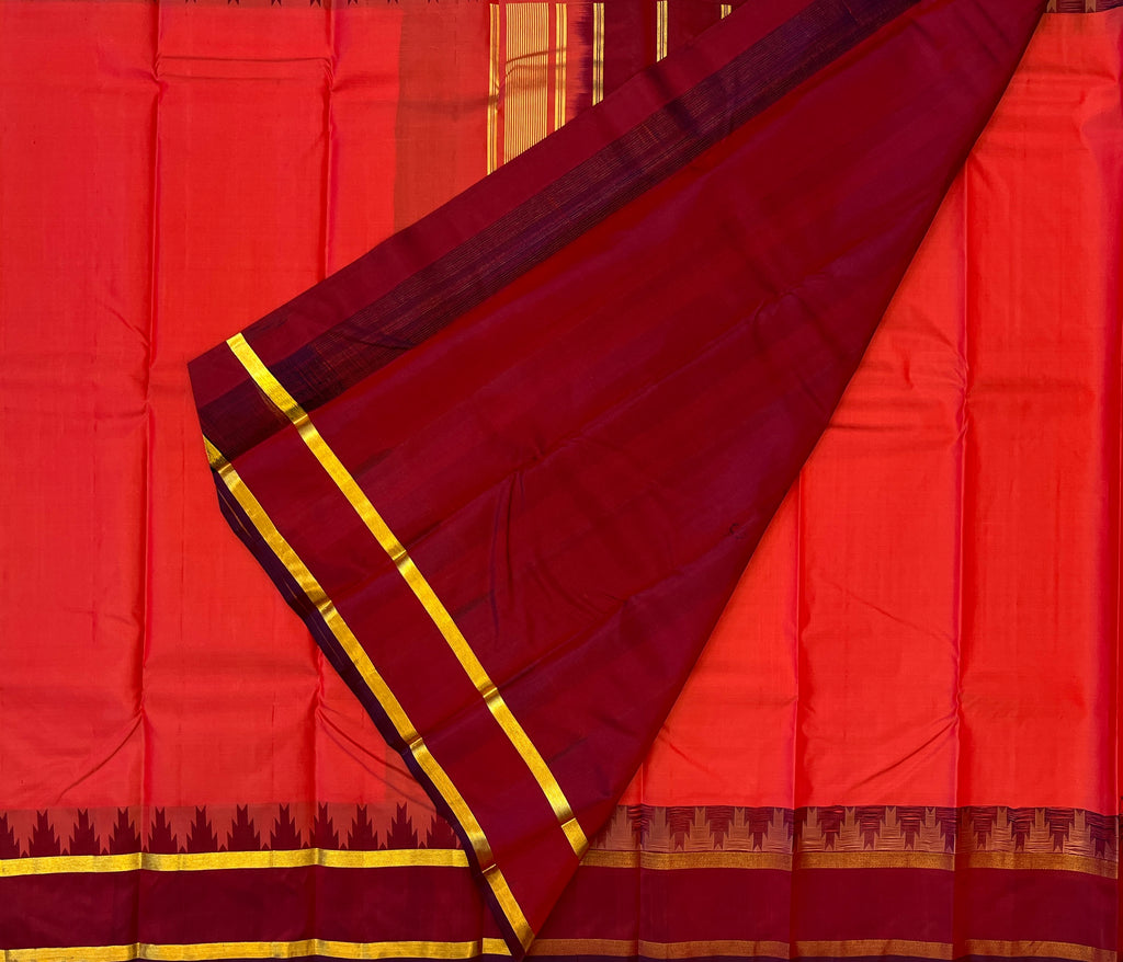 Vermilion Red with Deep Maroon Contrast Elegance