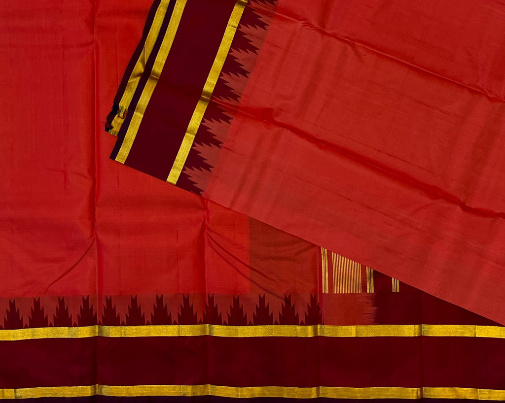 Vermilion Red with Deep Maroon Contrast Elegance