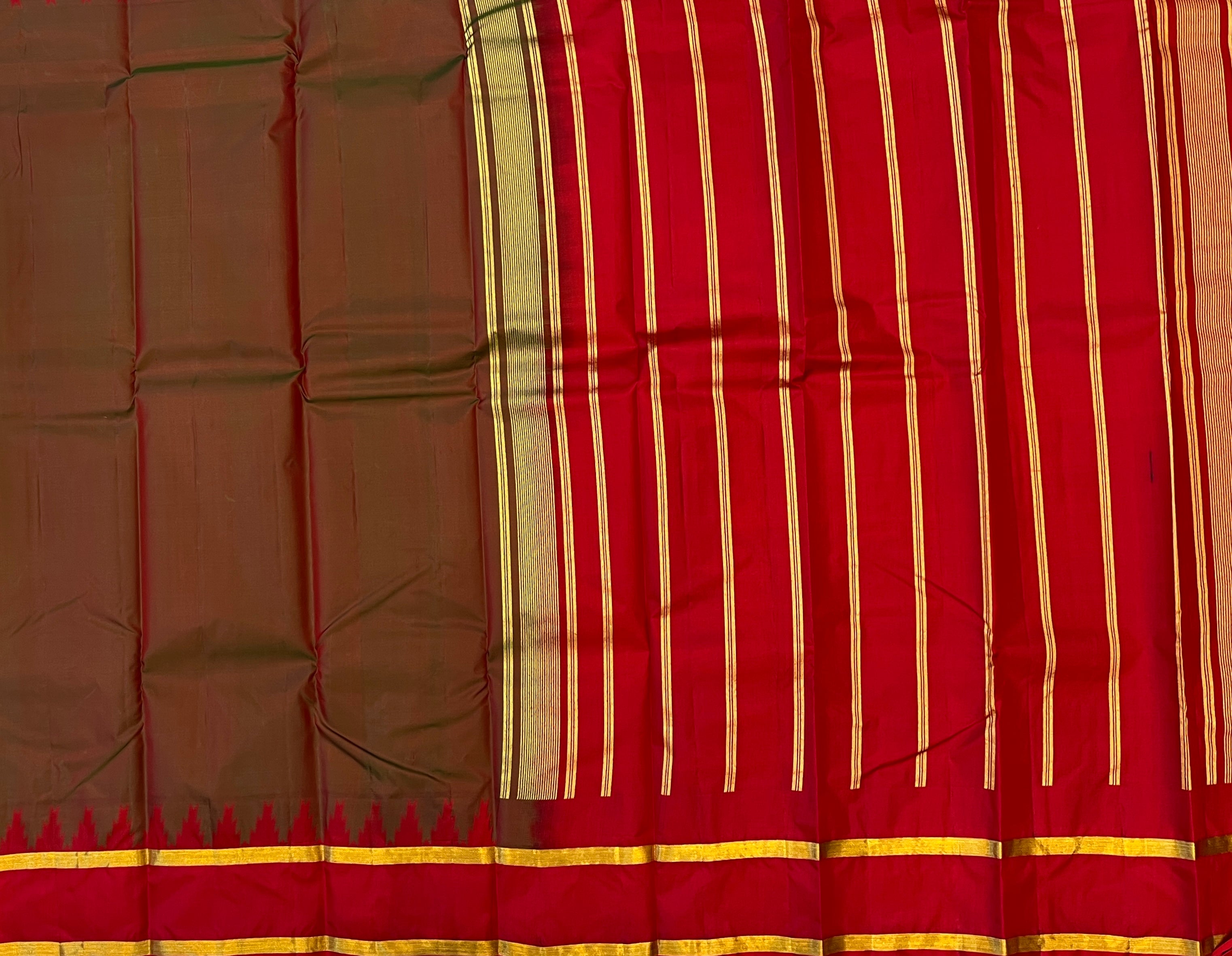 Dark Coffee Brown with Crimson Red Contrast Elegance