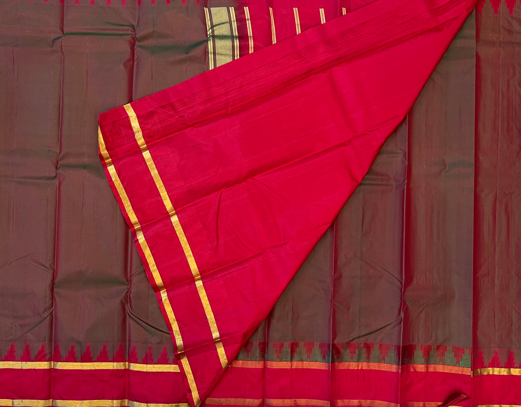 Dark Coffee Brown with Crimson Red Contrast Elegance