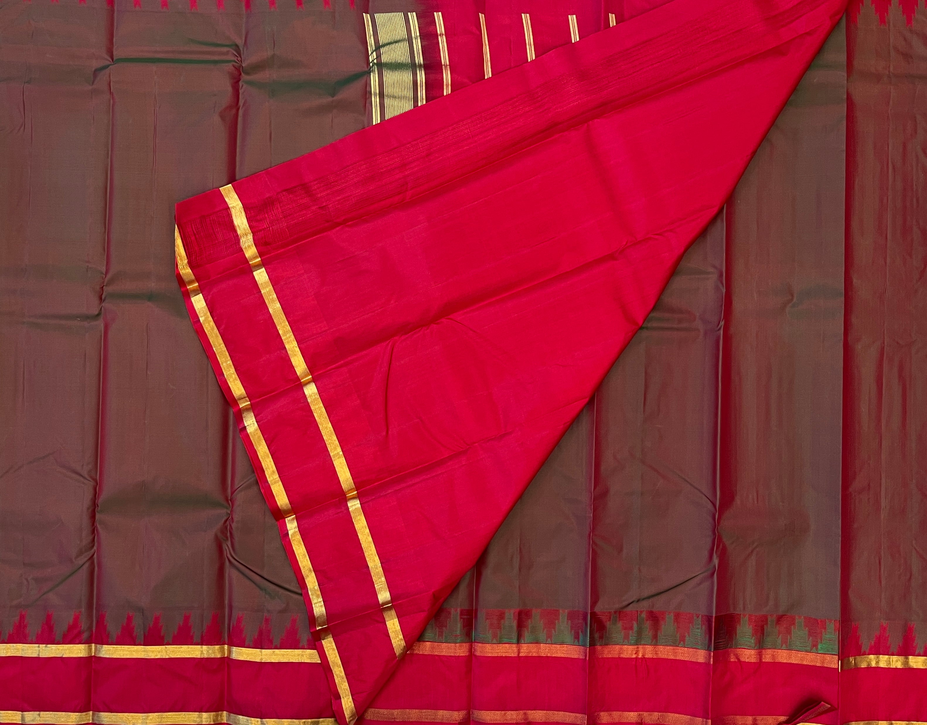 Dark Coffee Brown with Crimson Red Contrast Elegance