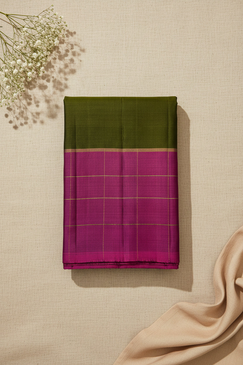 Olive Green with Magenta Pink Contrast Elegance