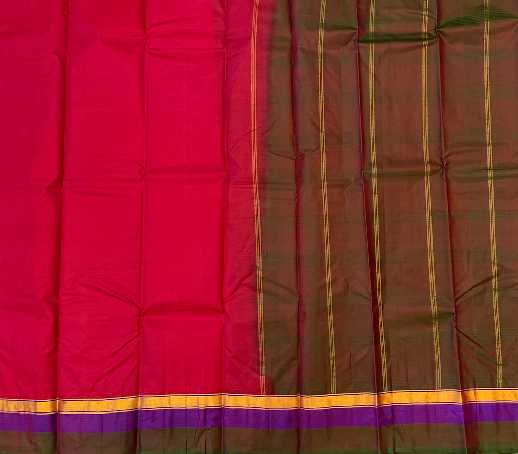 Crimson Red with Olive Brown Contrast Elegance