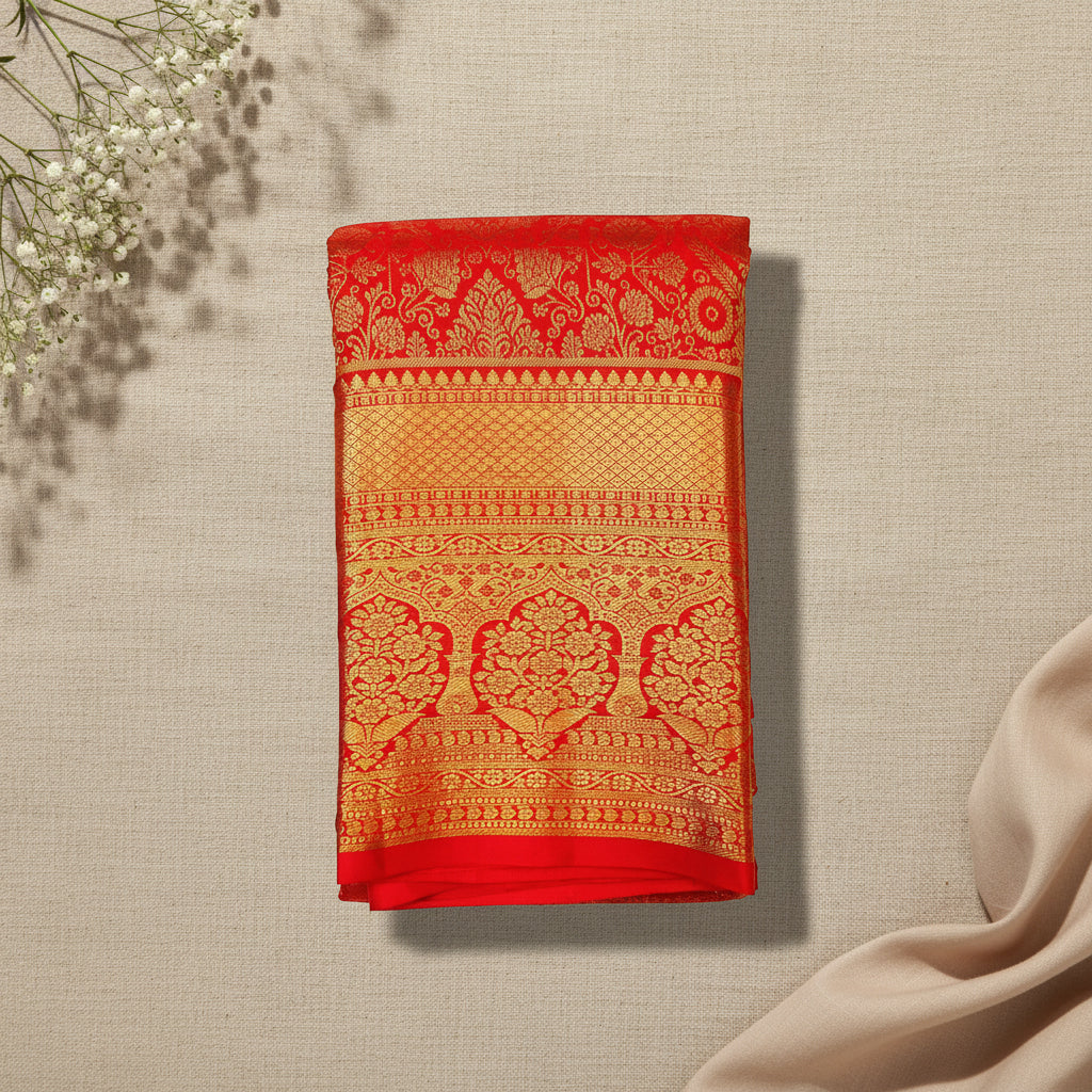 Bridal Red & Gold Kanchipuram Silk Grandeur with Timeless Elegance