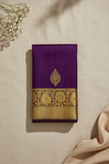 Deep Magenta Silk Saree Antique Gold Brocade Border Floral Medallion