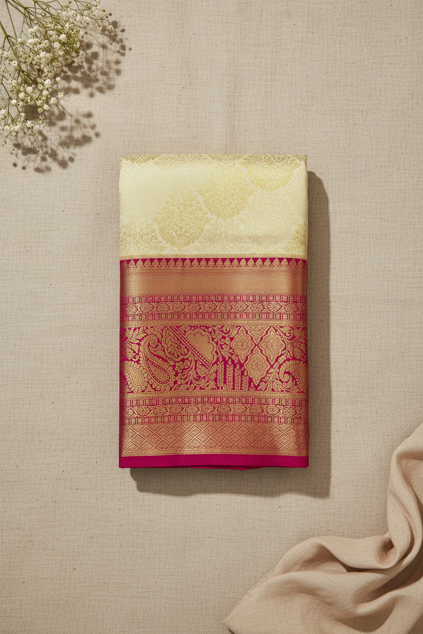 Ivory White with Rani Pink Bridal Grandeur Elegance
