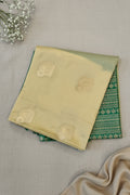 Emerald Green Mint Beige Saree Woven Paisley Silver Zari Border