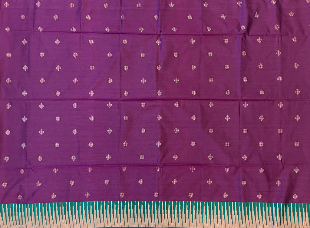 Plum Purple with Teal Green Soft Silk Elegance