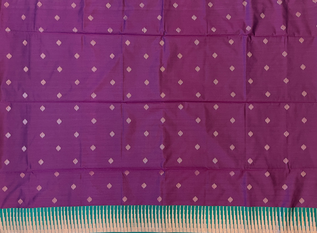 Plum Purple with Teal Green Soft Silk Elegance