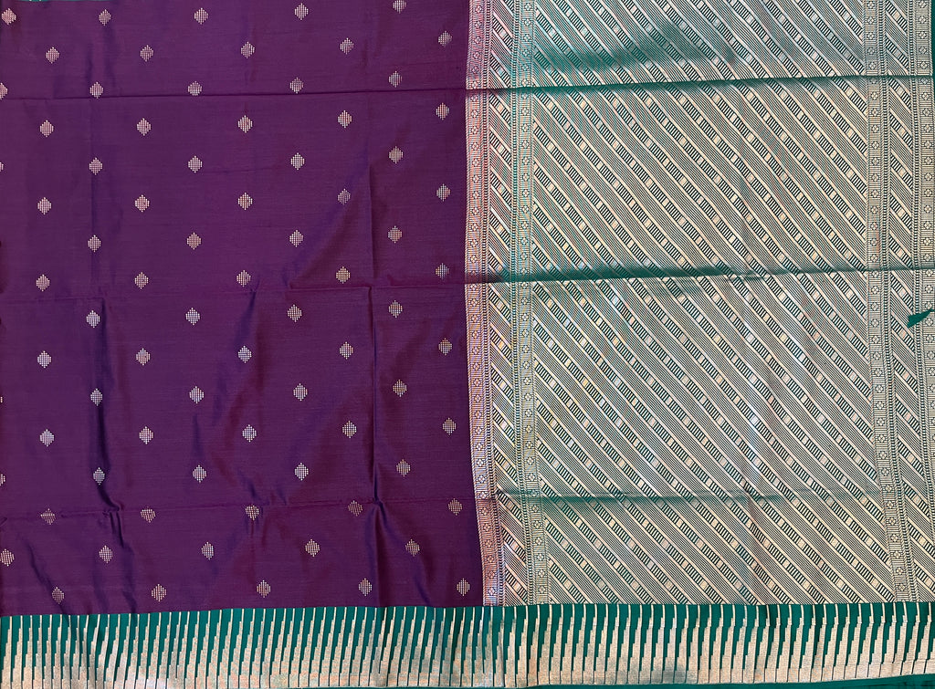 Plum Purple with Teal Green Soft Silk Elegance