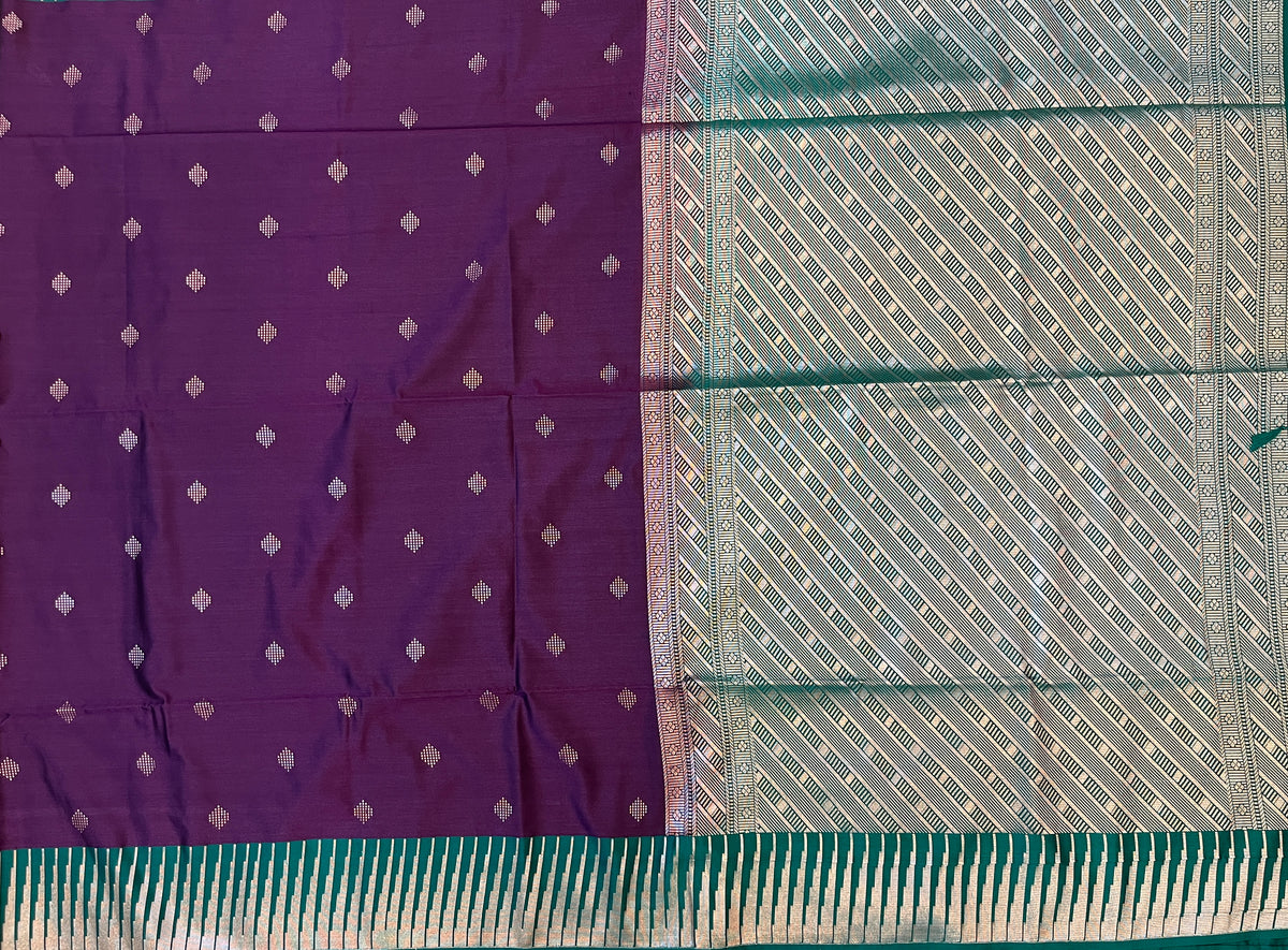 Plum Purple with Teal Green Soft Silk Elegance