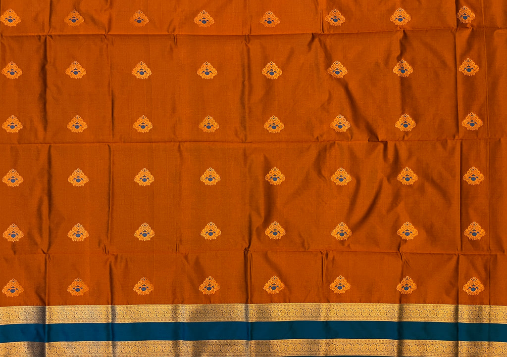 Rust Orange with Teal Blue Soft Silk Elegance