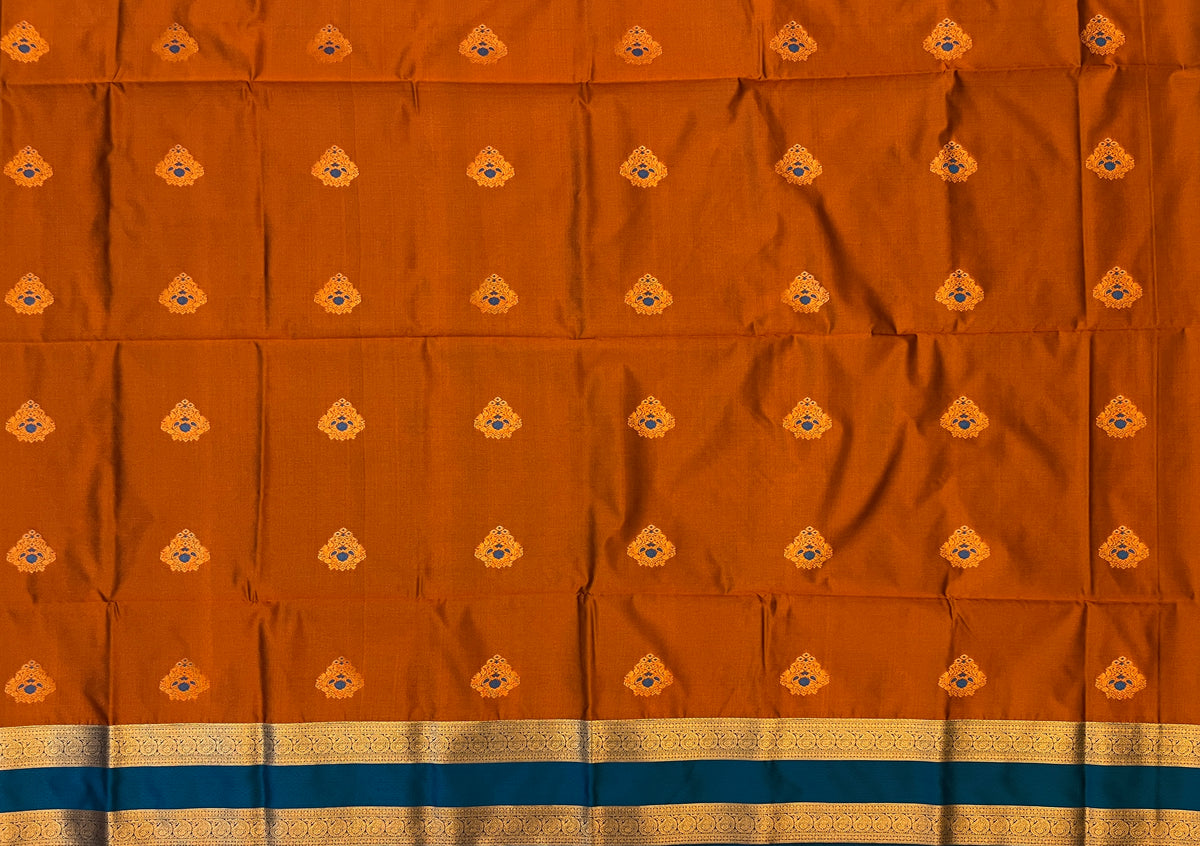 Rust Orange with Teal Blue Soft Silk Elegance