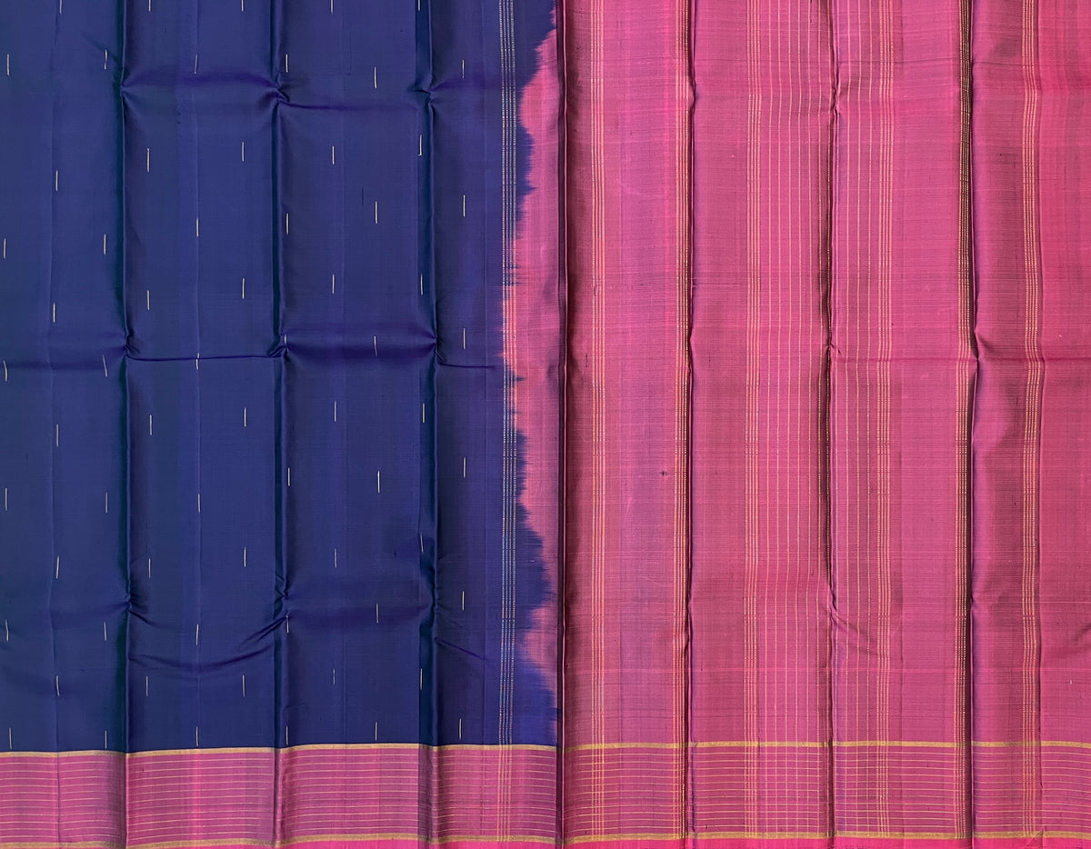 Deep Purple with Magenta Pink Pure Kanchipuram Silk Elegance