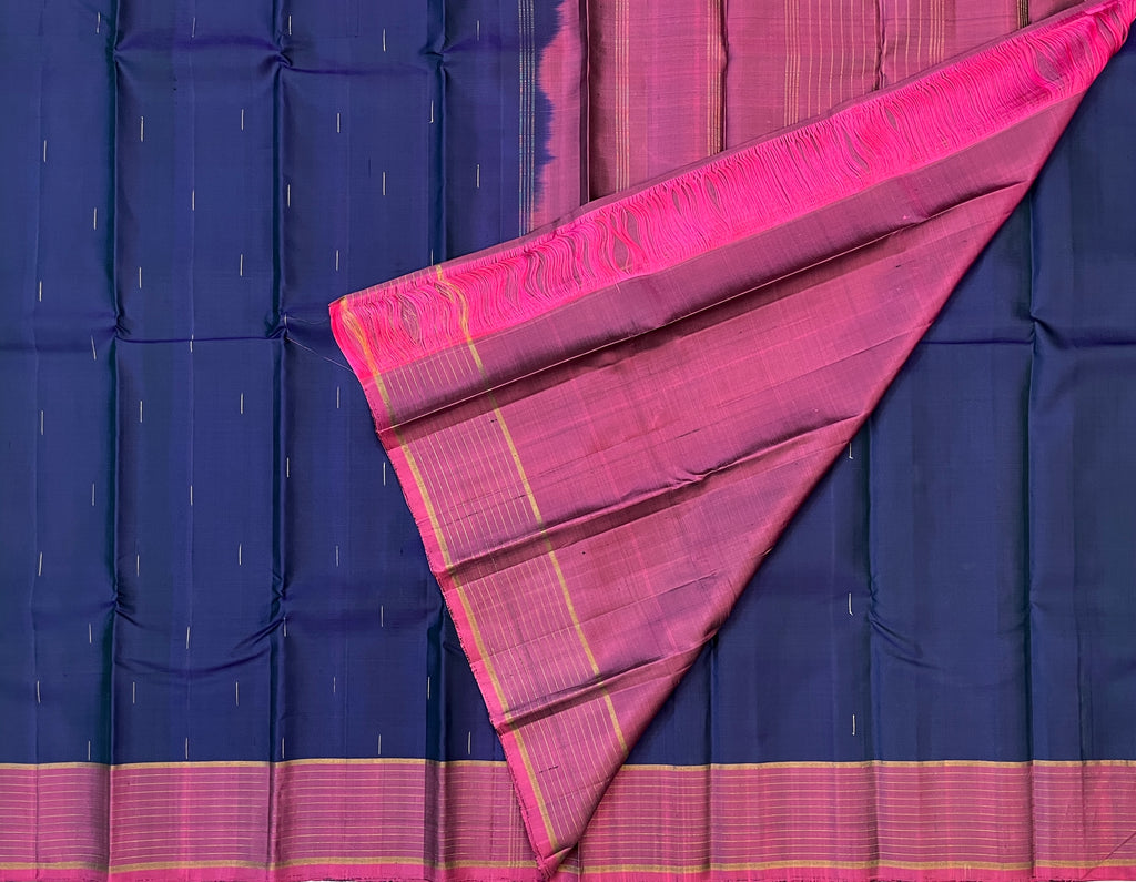 Deep Purple with Magenta Pink Pure Kanchipuram Silk Elegance