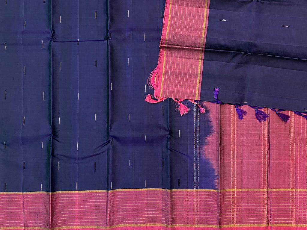 Deep Purple with Magenta Pink Pure Kanchipuram Silk Elegance