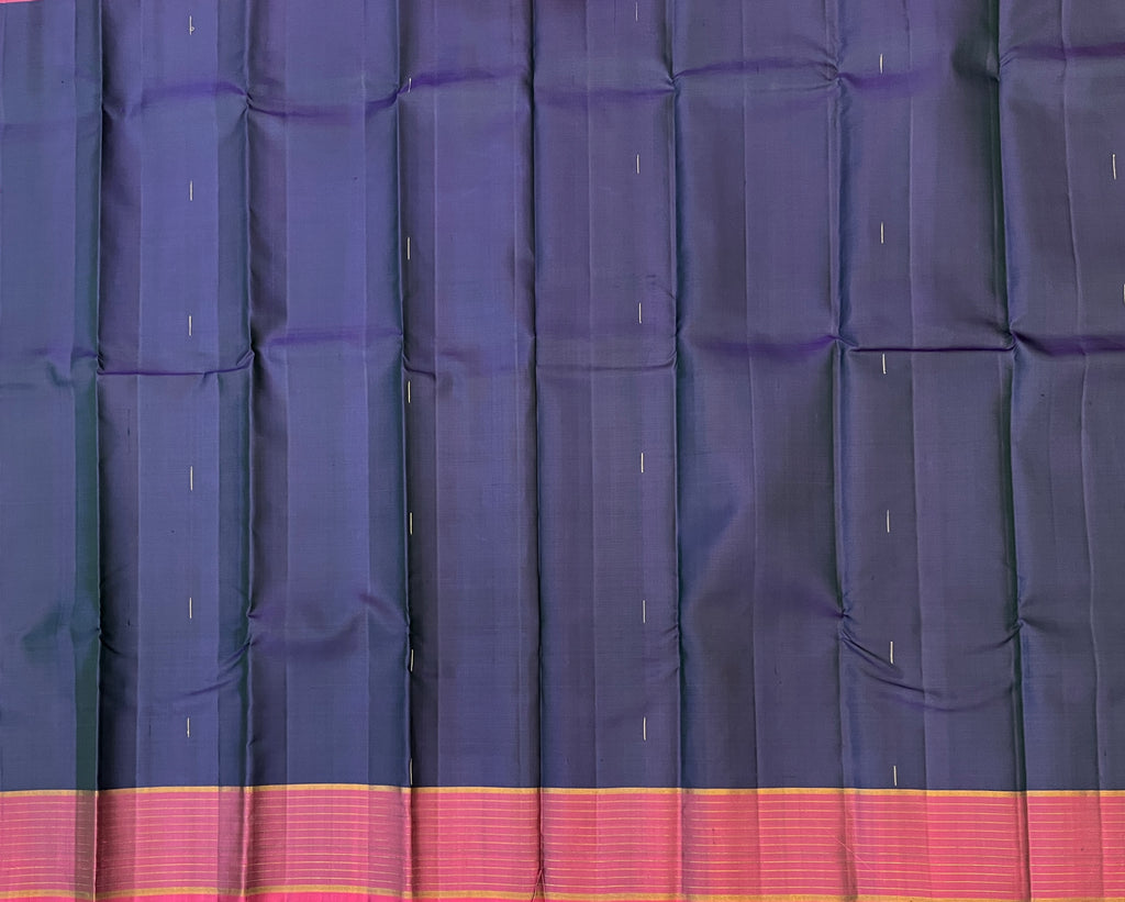 Deep Purple with Magenta Pink Pure Kanchipuram Silk Elegance