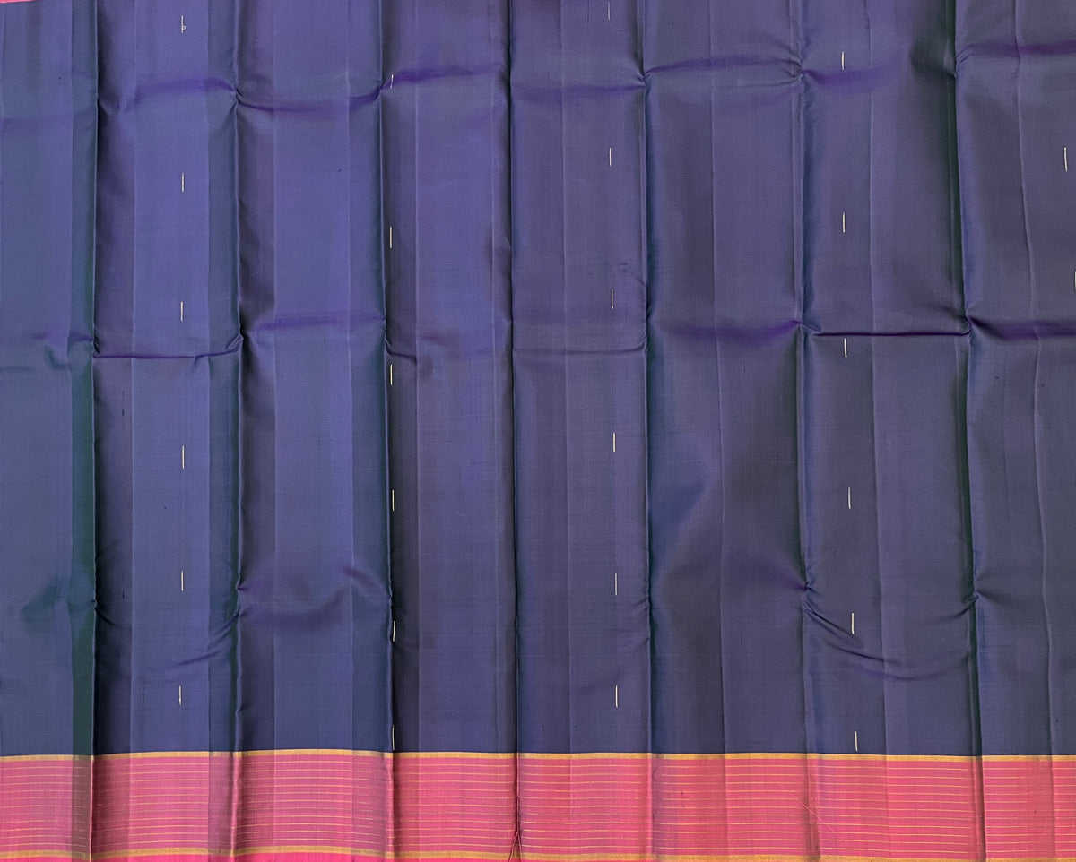 Deep Purple with Magenta Pink Pure Kanchipuram Silk Elegance