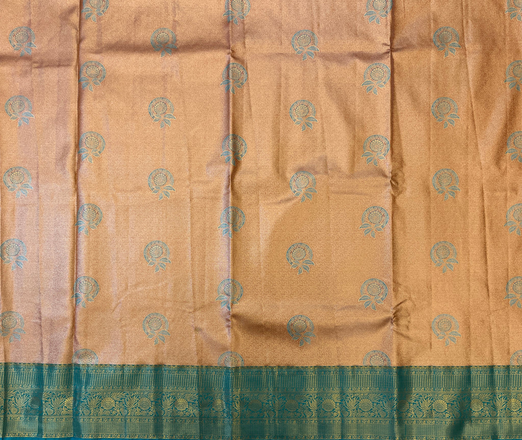 Peach Gold with Teal Blue Traditional Elegance