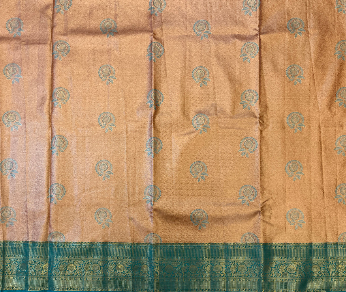 Peach Gold with Teal Blue Traditional Elegance