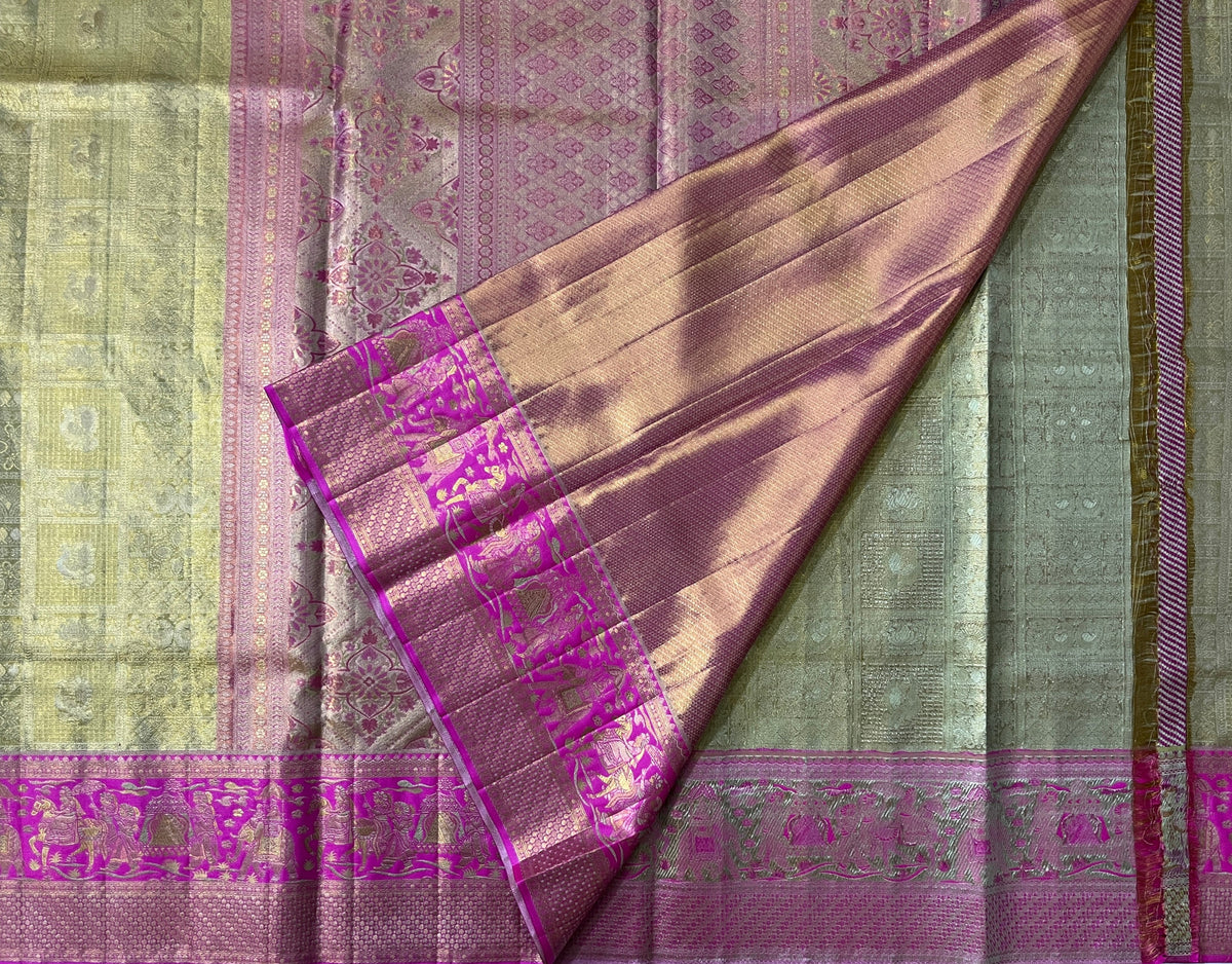 Antique Gold with Magenta Bridal Grandeur Elegance