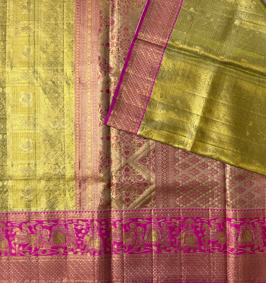 Antique Gold with Magenta Bridal Grandeur Elegance
