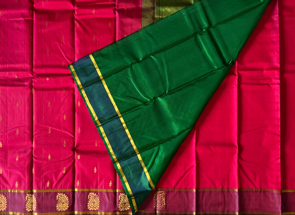Rani Pink with Emerald Green Contrast Elegance