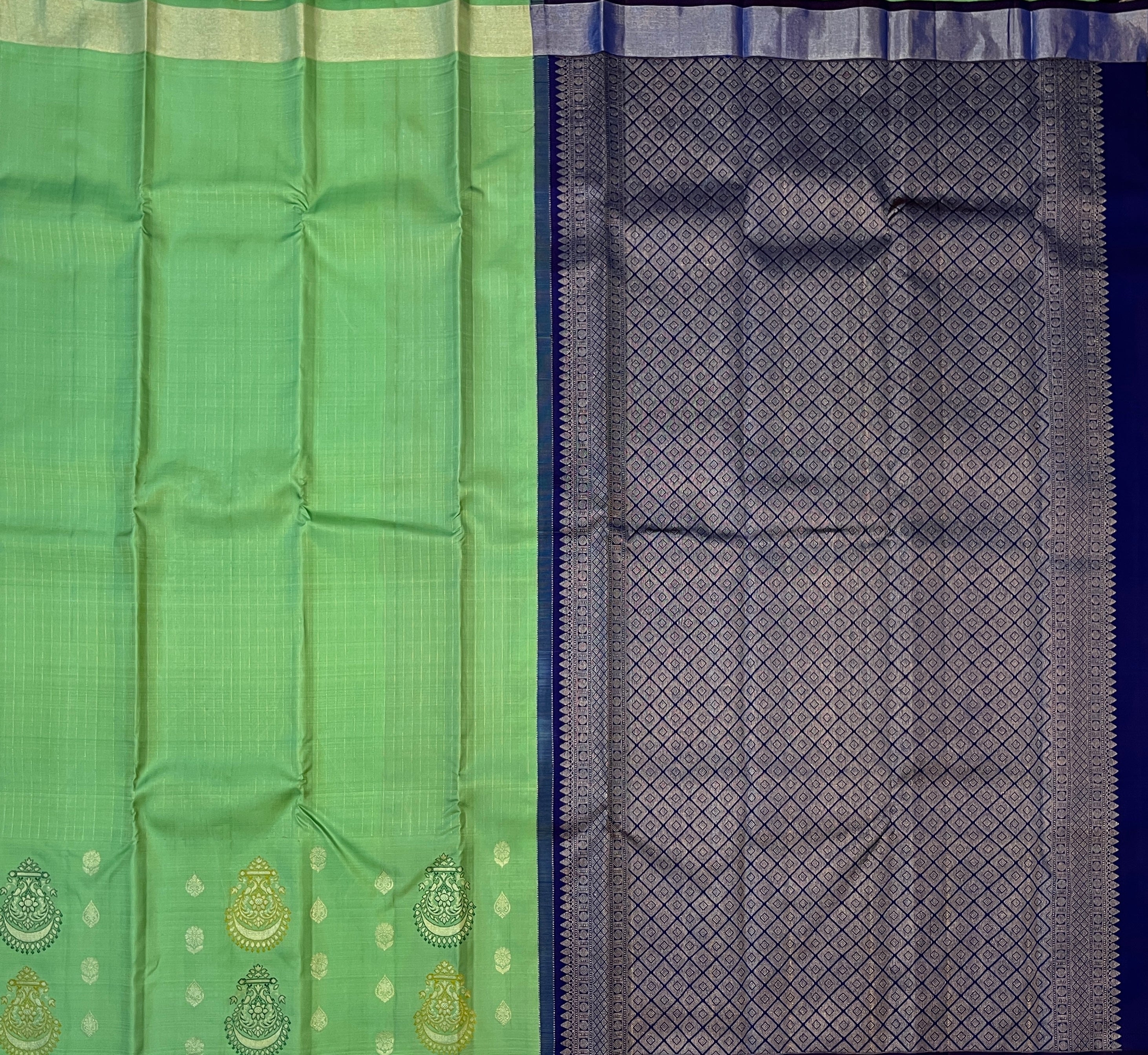 Mint Green with Royal Blue Contrast Elegance