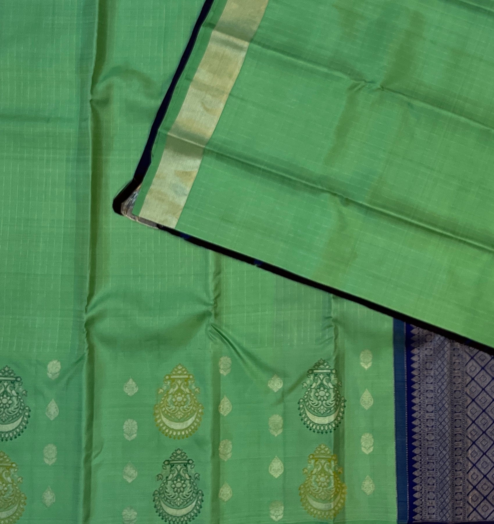Mint Green with Royal Blue Contrast Elegance