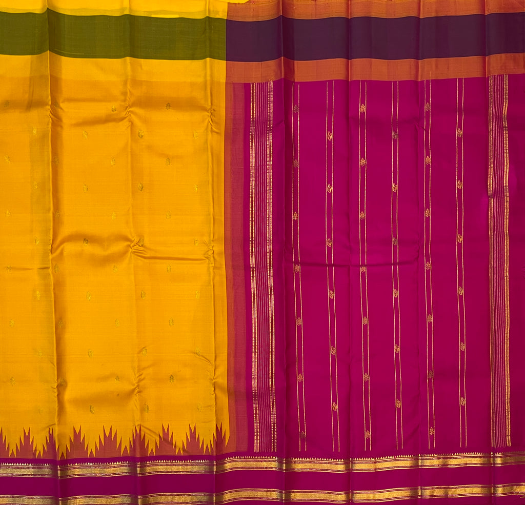 Mustard Yellow with Rani Pink Contrast Elegance