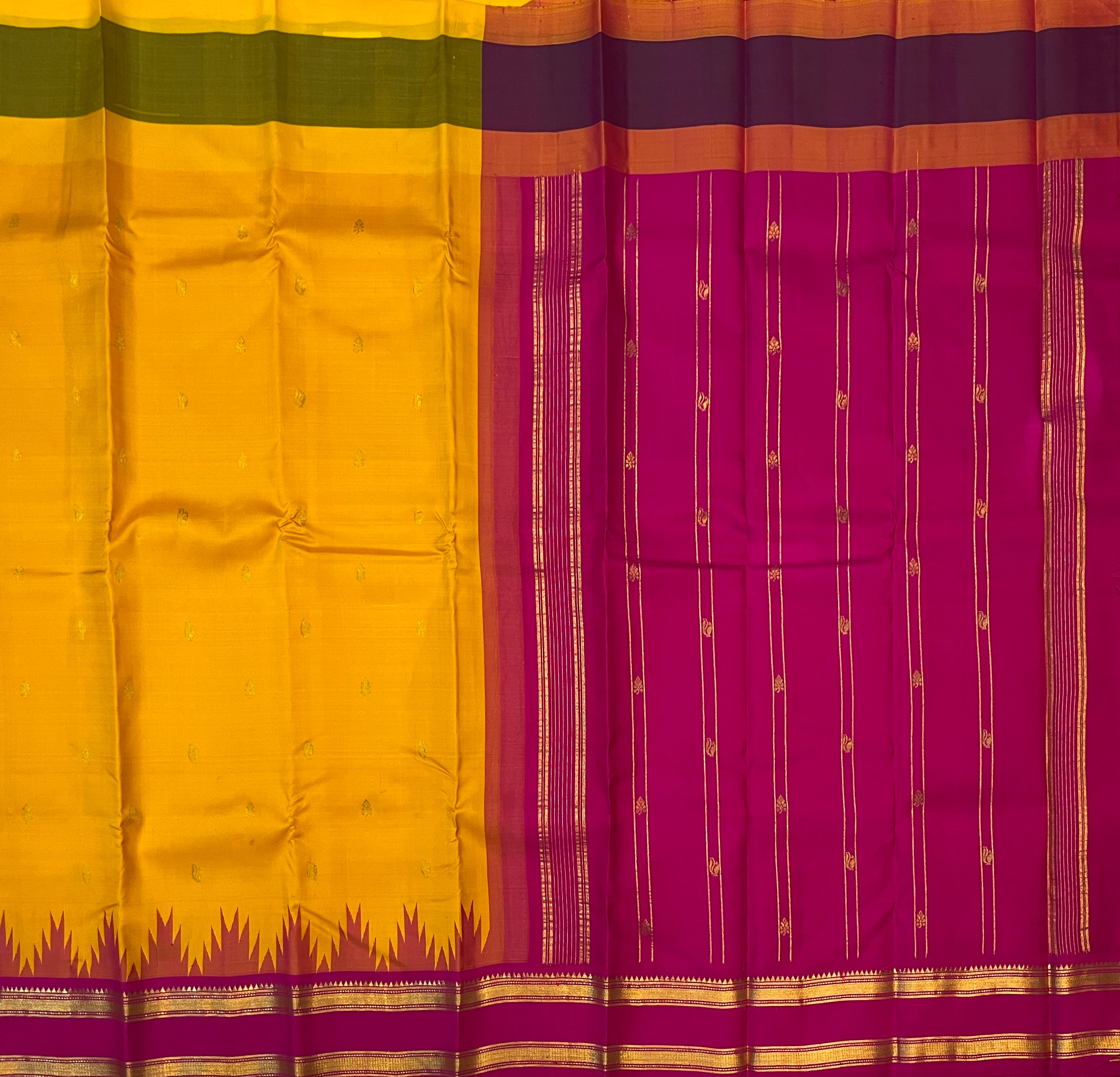 Mustard Yellow with Rani Pink Contrast Elegance