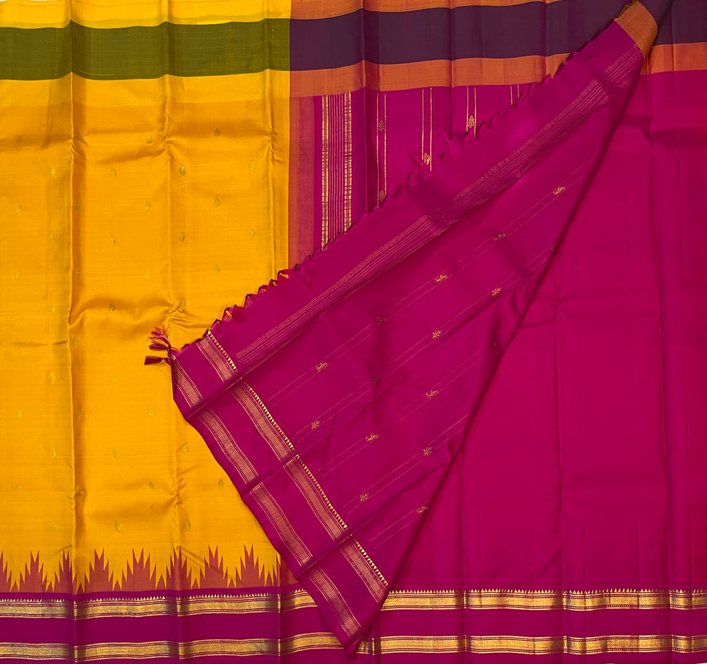Mustard Yellow with Rani Pink Contrast Elegance