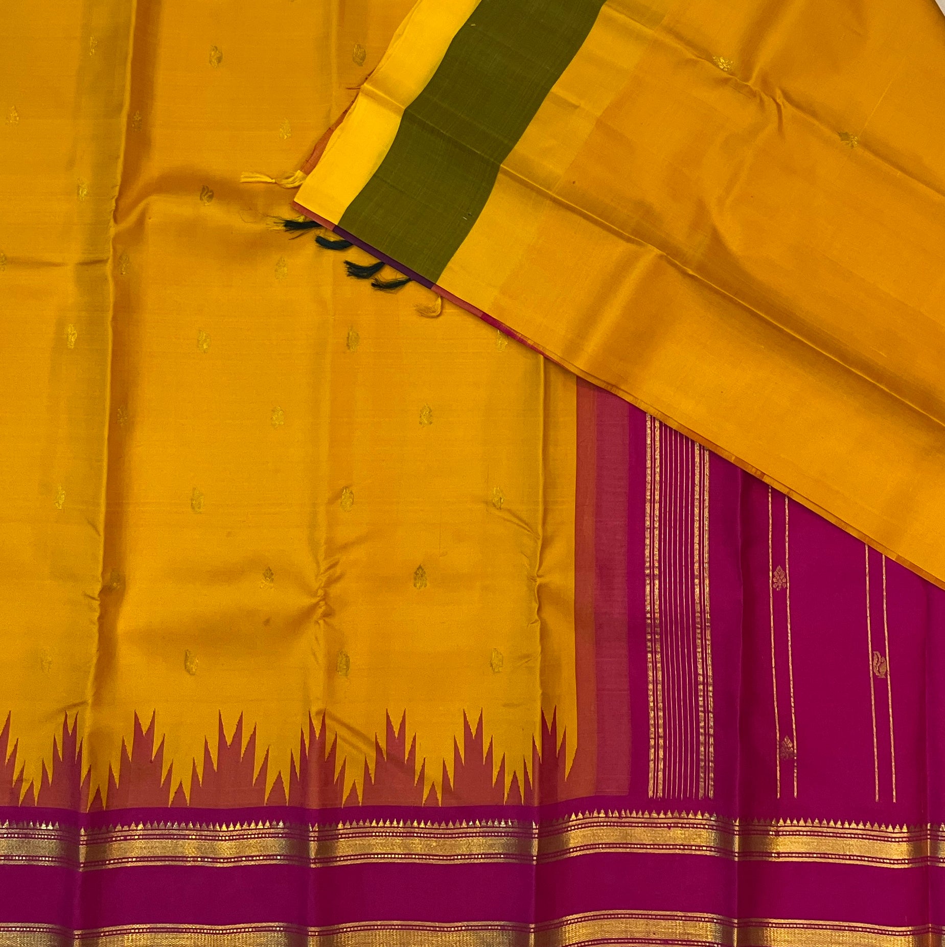 Mustard Yellow with Rani Pink Contrast Elegance
