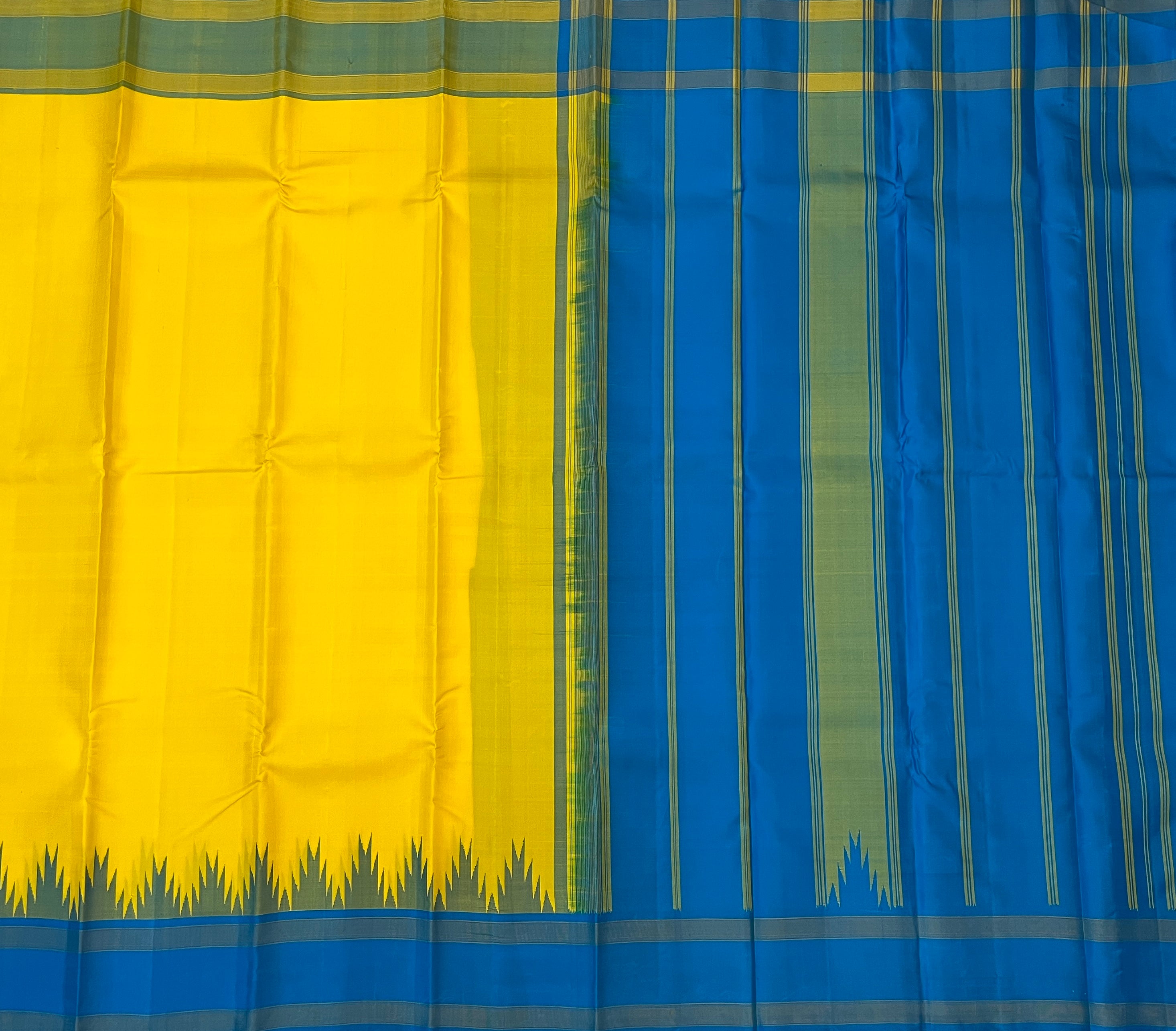 Lemon Yellow with Dark Sky Blue Contrast Elegance
