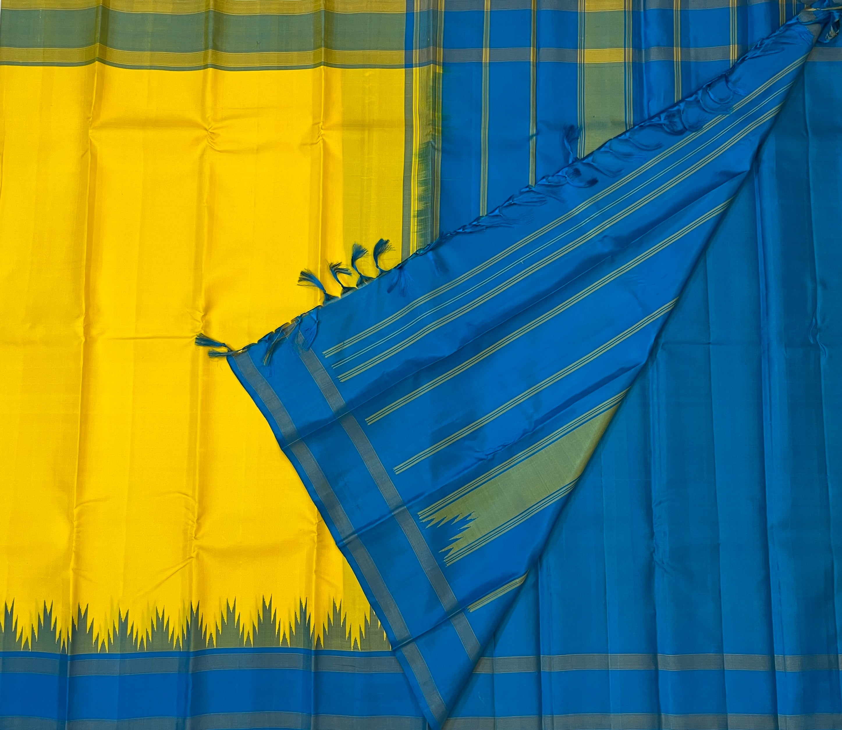 Lemon Yellow with Dark Sky Blue Contrast Elegance