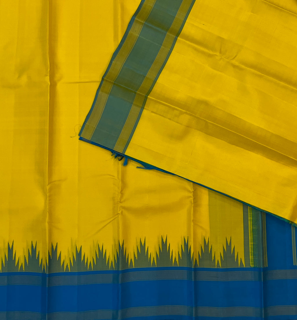 Lemon Yellow with Dark Sky Blue Contrast Elegance
