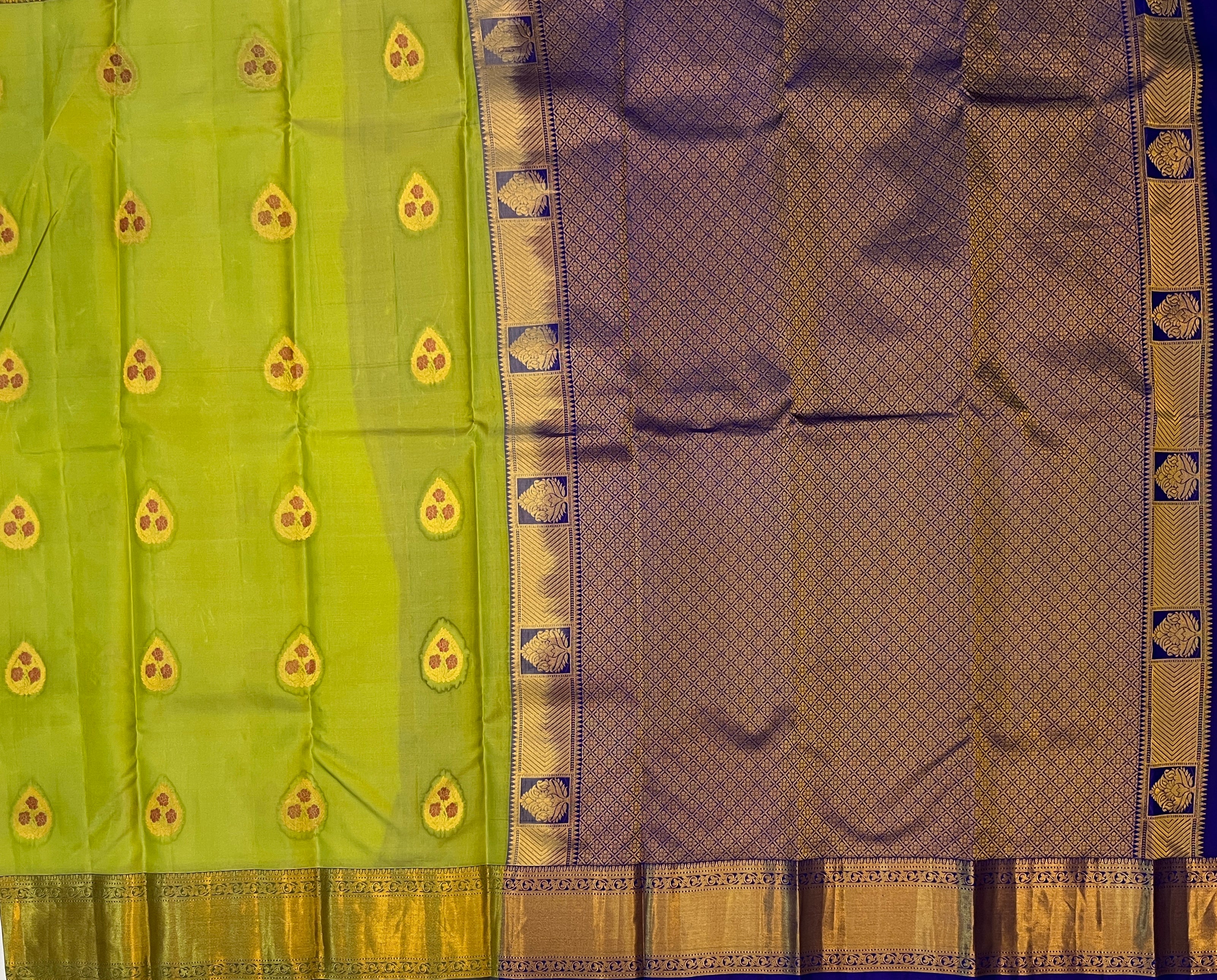 Parrot Green with Royal Blue Contrast Elegance