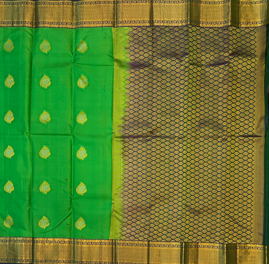 Parrot Green with Antique Gold Zari Elegance