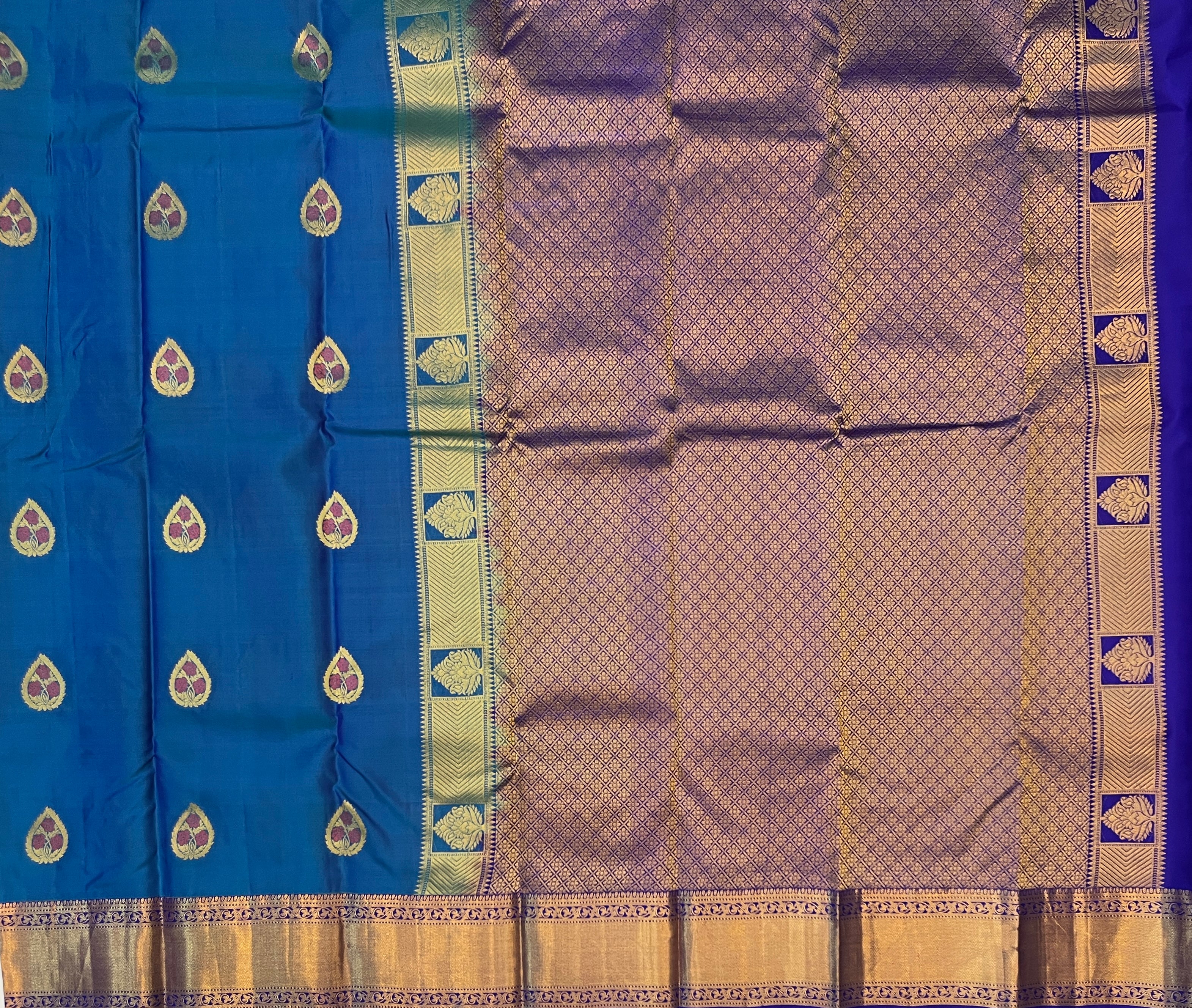 Deep Turquoise Blue with Royal Blue Contrast Elegance