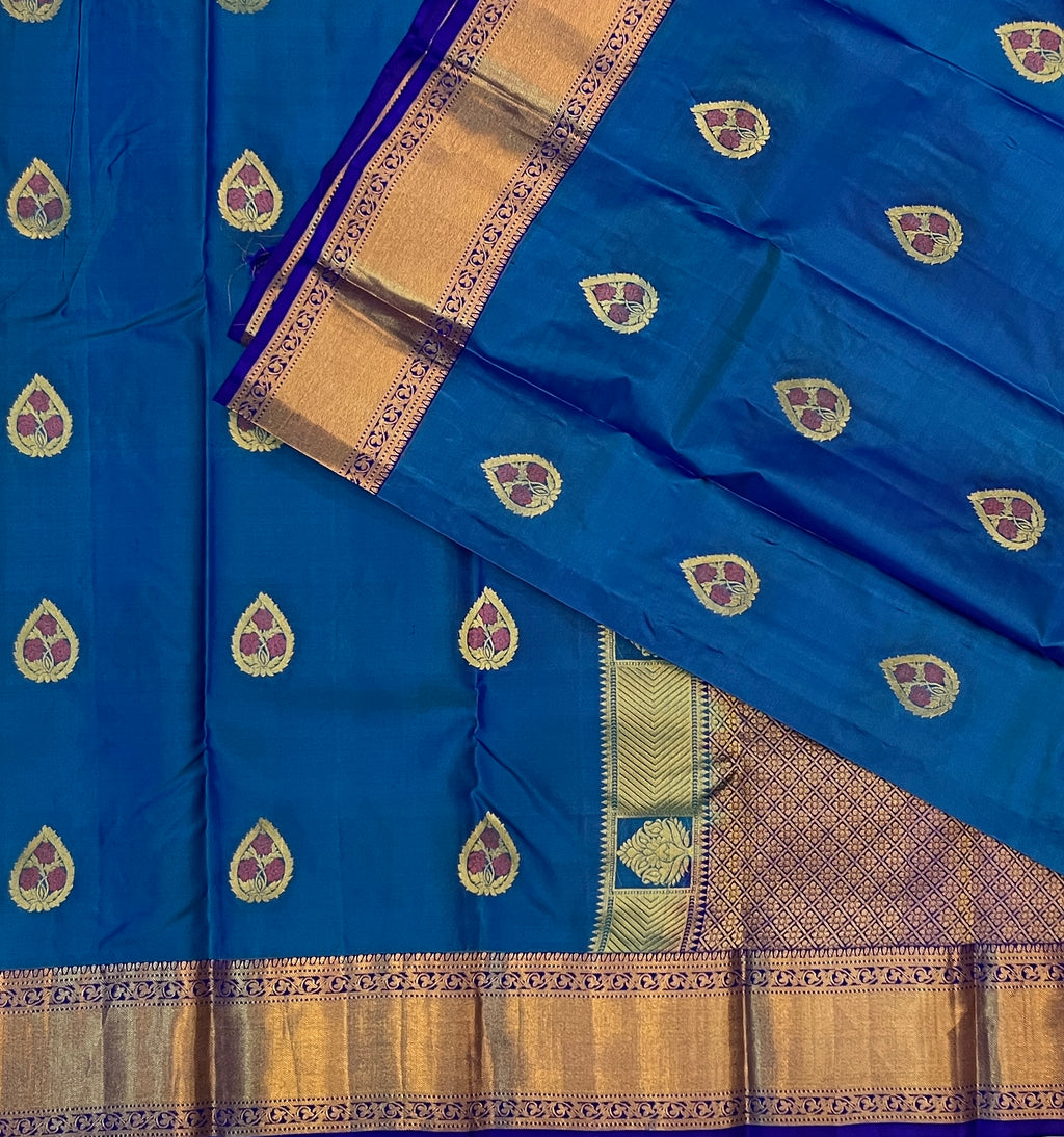 Deep Turquoise Blue with Royal Blue Contrast Elegance