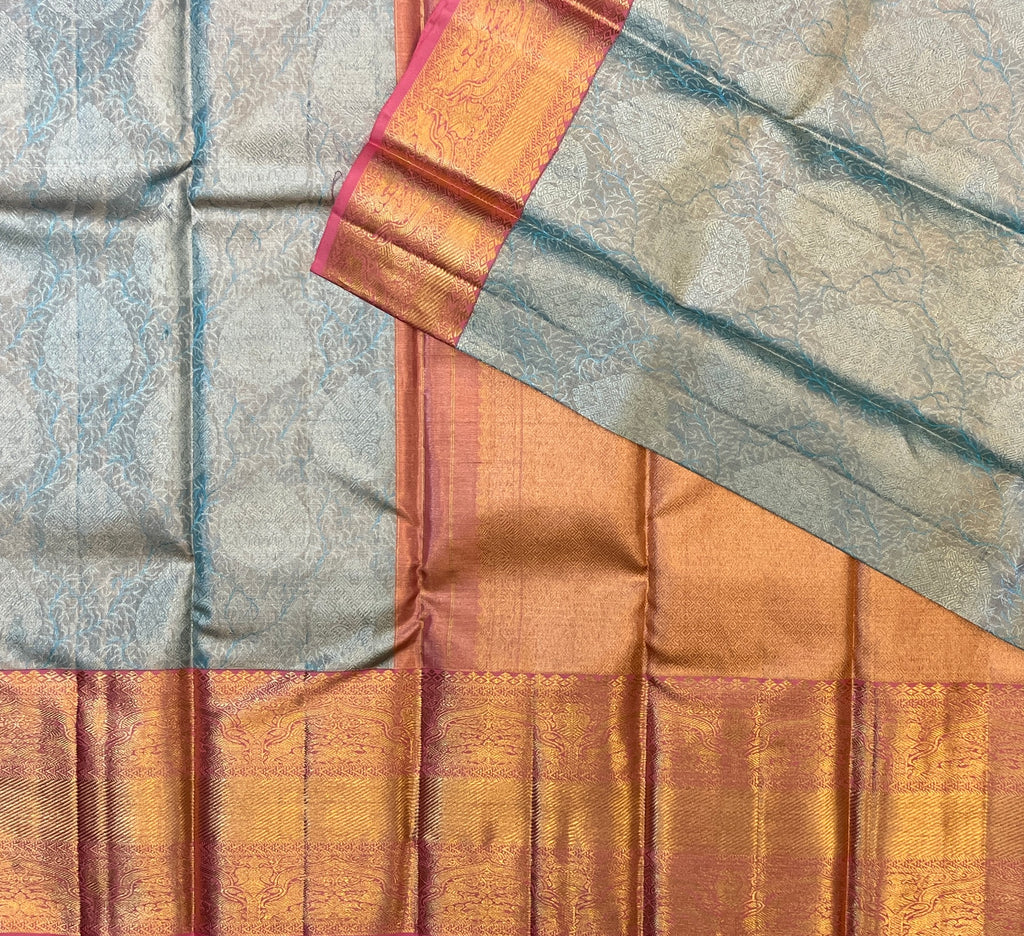Silver Blue with Antique Gold Royal Elegance