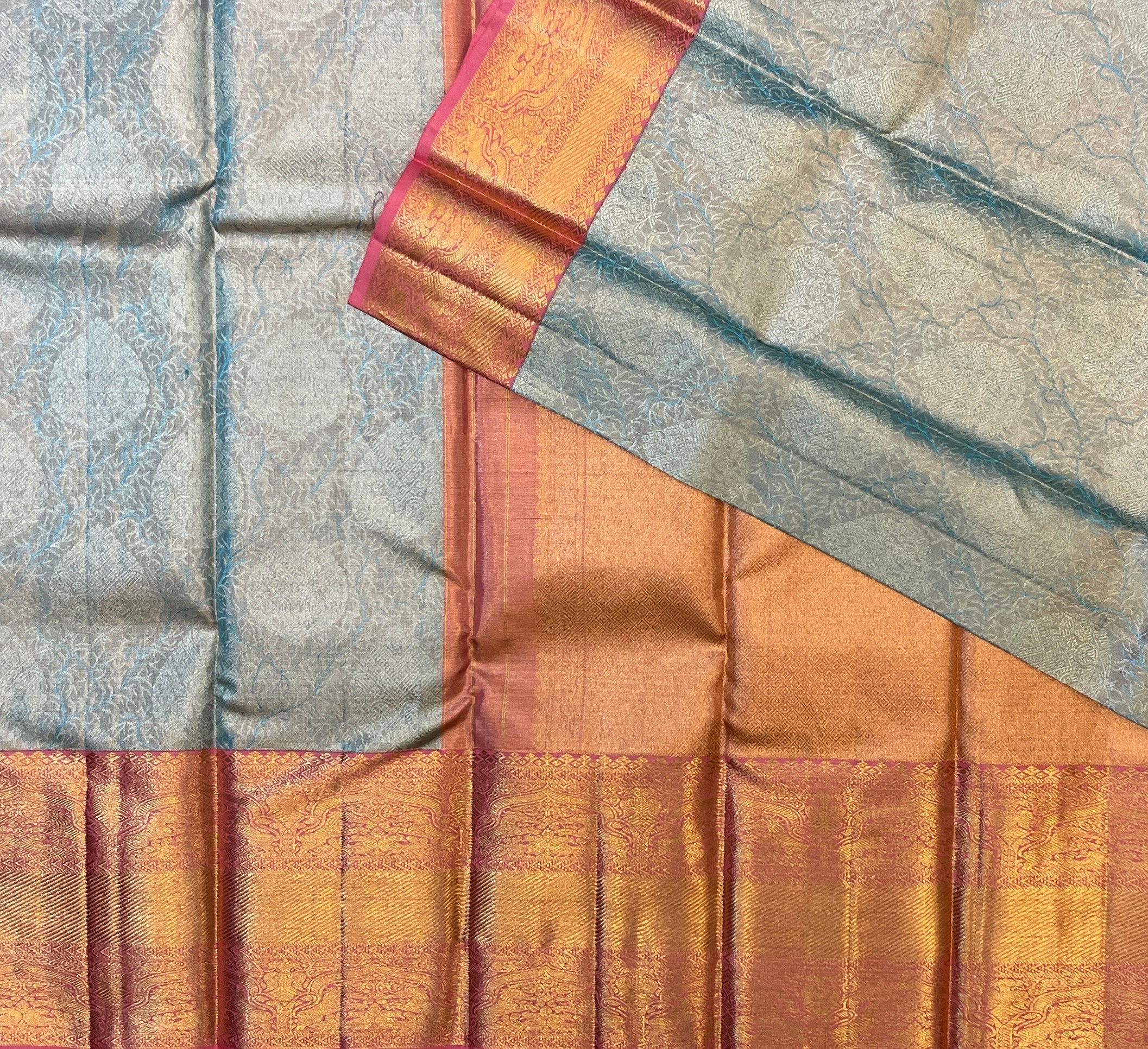 Silver Blue with Antique Gold Royal Elegance