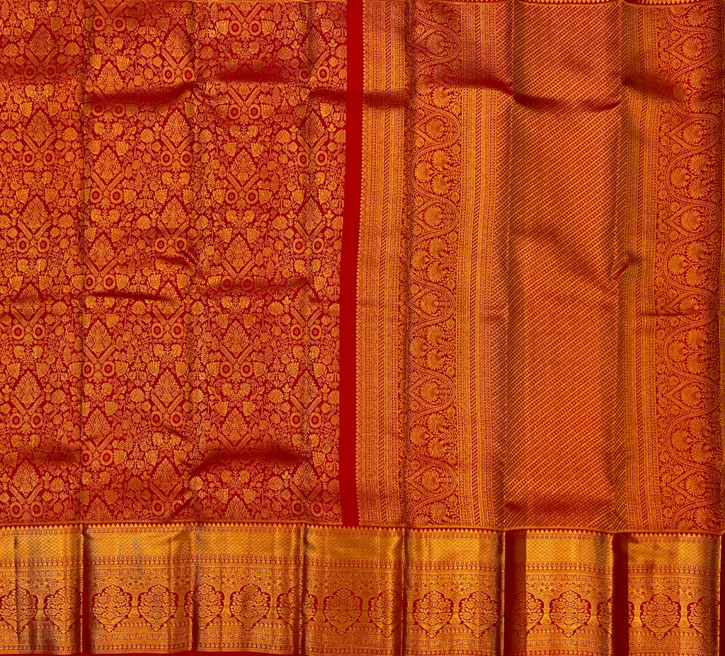 Bridal Red & Gold Kanchipuram Silk Grandeur with Timeless Elegance