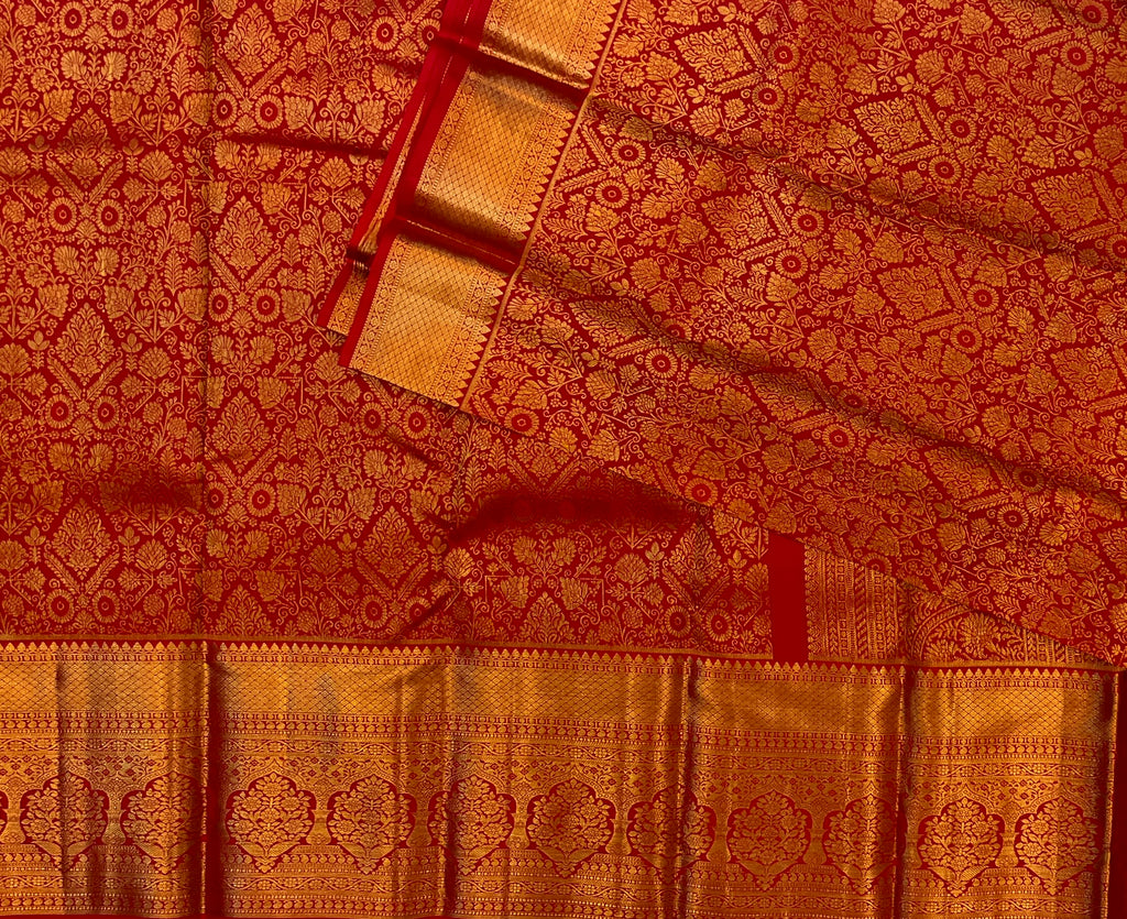 Bridal Red & Gold Kanchipuram Silk Grandeur with Timeless Elegance
